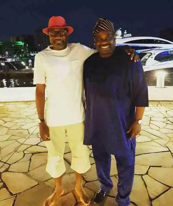 Dele Momodu Pictured With The Chairman Forte Oil, Femi Otedola By His Yacht